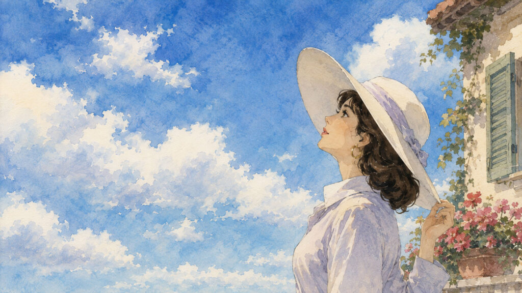 空を見上げているジーナ