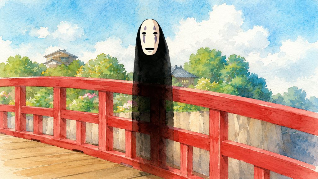 橋に佇むカオナシ