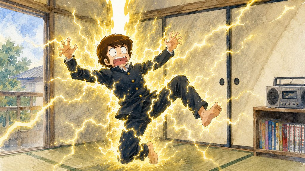 ラムの電撃を受けているあたる
