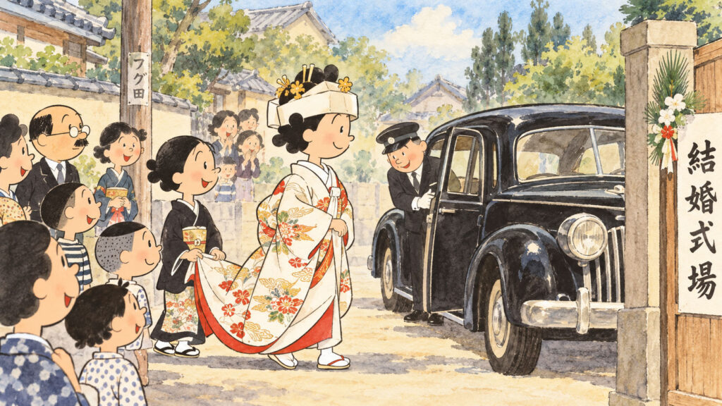 嫁入りするサザエさん